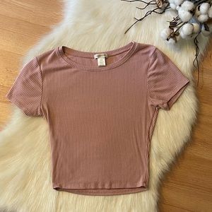 Light pink mauve ribbed crop top size junior small